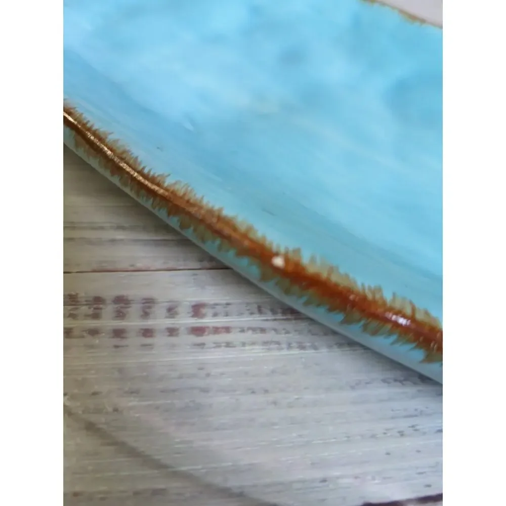 Blue Aqua Ceramic Fish Shaped Serve Ocean Decor Trinket Dish 16"L, 5"W, 1 1/2"H - Picture 7 of 7